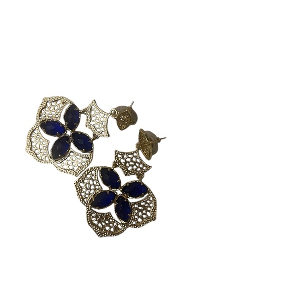 Stamped gold and blue large Kendra Scott earrings - Picture 3 of 4